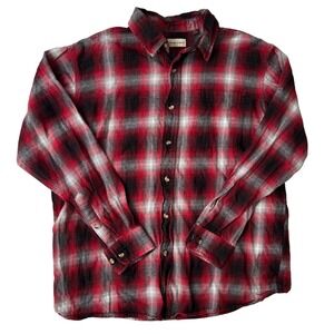 Hobbs Creek Men's Red Black Plaid Flannel Shirt Size XL Button Down Long Sleeve